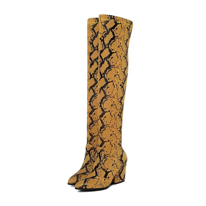 Yellow hot sale snakeskin boots