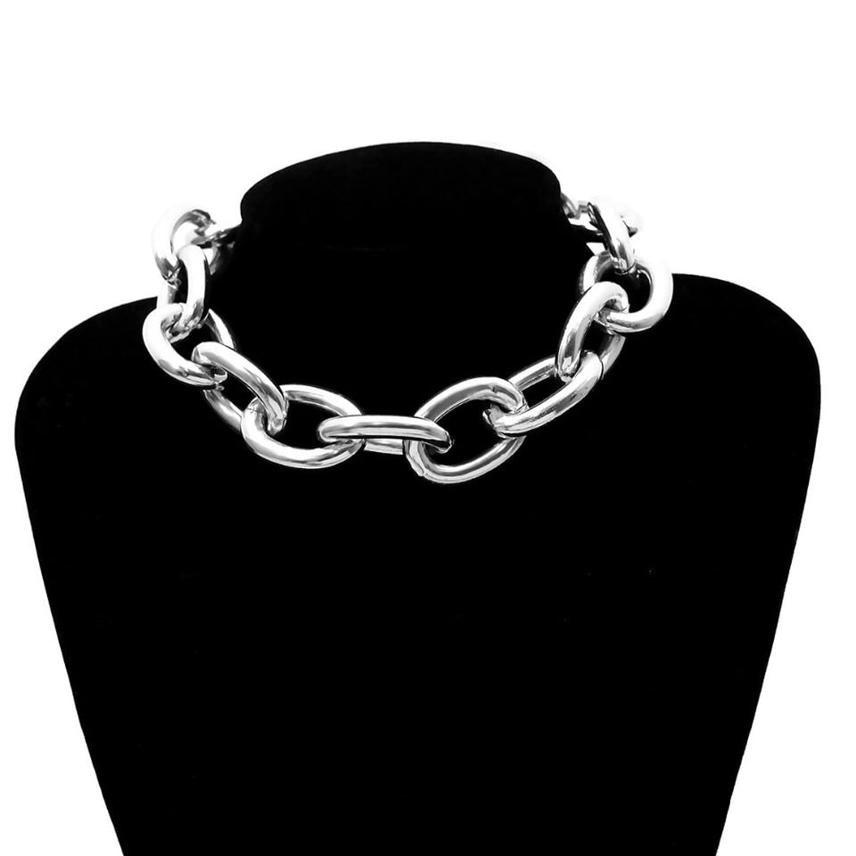 Chunky Silver Chain Link Necklace Statement Necklace -   Chain link  necklace silver, Chain link necklace, Chunky chain necklaces