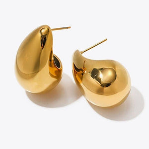 dome shaped almond drop gold earrings studs edgability detail view