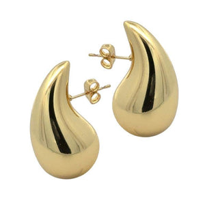 dome shaped almond drop gold earrings studs edgability side view