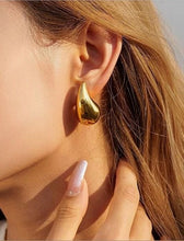 dome shaped almond drop gold earrings studs edgability model view