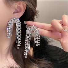 diamond crystals rhinestones long drop dangling earrings edgability model view