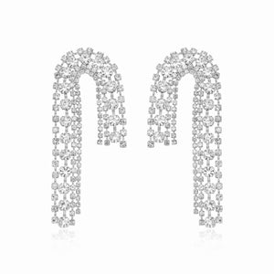 diamond crystals rhinestones long drop dangling earrings edgability front view