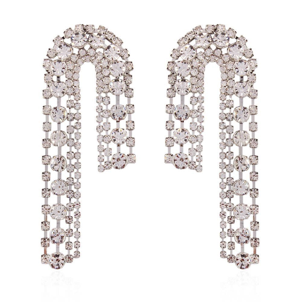 diamond crystals rhinestones long drop dangling earrings edgability