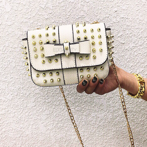 white party bag studded bag edgability