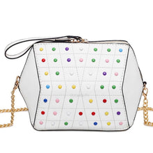 hexagonal studded white bag edgability